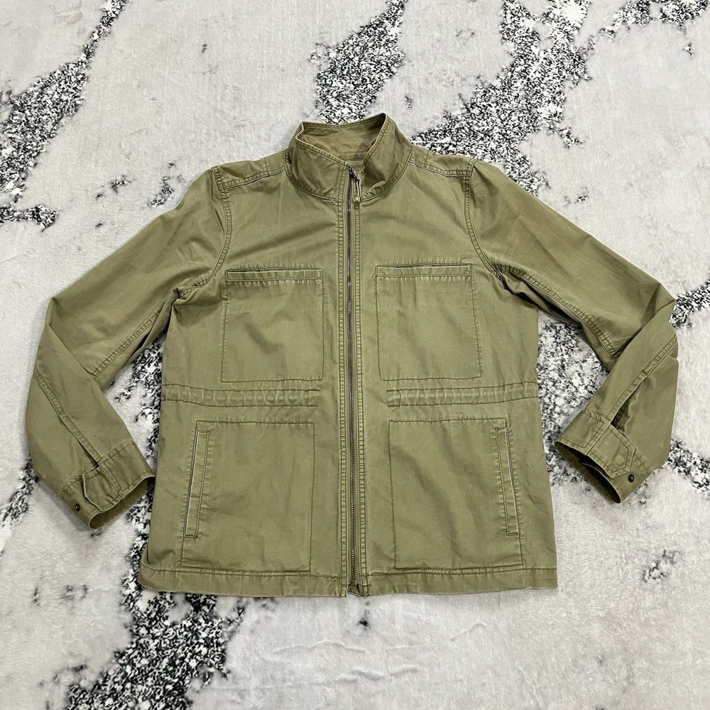 J.Crew Olive Green Utility Field Jacket Full Zip Lightweight Cotton Womens Large